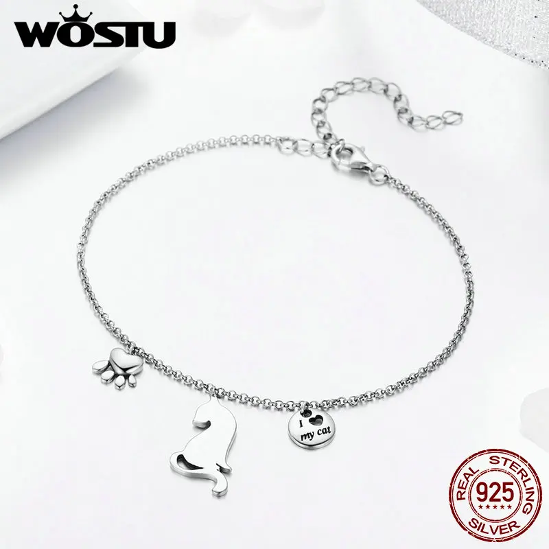WOSTU New Arrival 925 Sterling Silver I Love My Cat Link Chain Bracelet For Women Fashion Bangle S925 Silver Jewelry Gift FIB070
WOSTU New Arrival 925 Sterling Silver I Love My Cat Link Chain Bracelet For Women Fashion Bangle S925 Silver Jewelry Gift FIB070