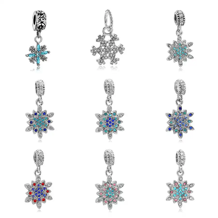 christmas gifts crystal snowflake pendants beads charms fit