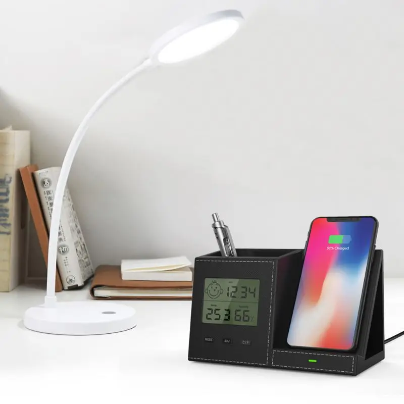 Black Alarm Clock Wireless Charger Charging Station for Pen Holder Stand for iPhone Samsung Huawei Mobile Phone
Black Alarm Clock Wireless Charger Charging Station for Pen Holder Stand for iPhone Samsung Huawei Mobile Phone