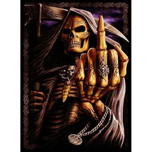 Diamante mosaico 100% cheio de diamante bordado cabeça do crânio flores diamante ponto cruz cristal conjuntos diamante inacabado decorativeyy(China)