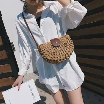 Women Shoulder Small Bag Summer Solid Retro Trendy Straw rattan Bag Handbags Wild Semi-circular Bag rieten tas sac osier bolso paja
Women Shoulder Small Bag Summer Solid Retro Trendy Straw rattan Bag Handbags Wild Semi-circular Bag rieten tas sac osier bolso paja