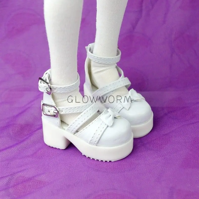 

BJD SHOES White Black High Heel Synthetic Leather Flats For 1/4 17" 44cm Tall MSD DK DZ AOD DD Doll FREE SHIPPING