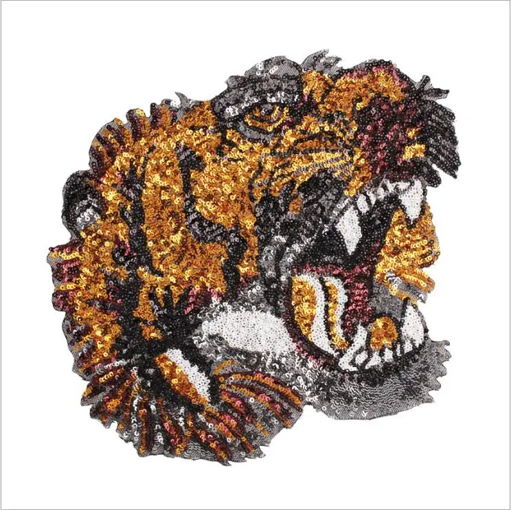 2017 1 pcs Tigers Embroidery lace applique paillette fabric sweater clothes patch sequined stickers t-shirt diy decoration
2017 1 pcs Tigers Embroidery lace applique paillette fabric sweater clothes patch sequined stickers t-shirt diy decoration