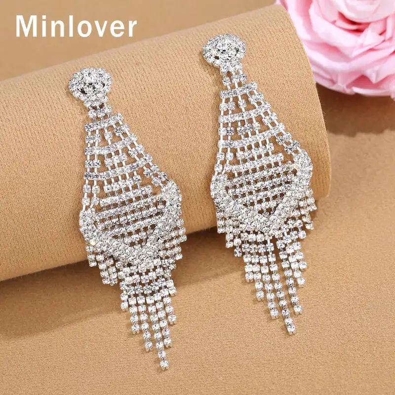 Minlover Luxury Silver Color Rhinestone Geometric Drop Earrings for Women Bridal Tassel Wedding Dangle Earrings Jewelry MEH1599
Minlover Luxury Silver Color Rhinestone Geometric Drop Earrings for Women Bridal Tassel Wedding Dangle Earrings Jewelry MEH1599