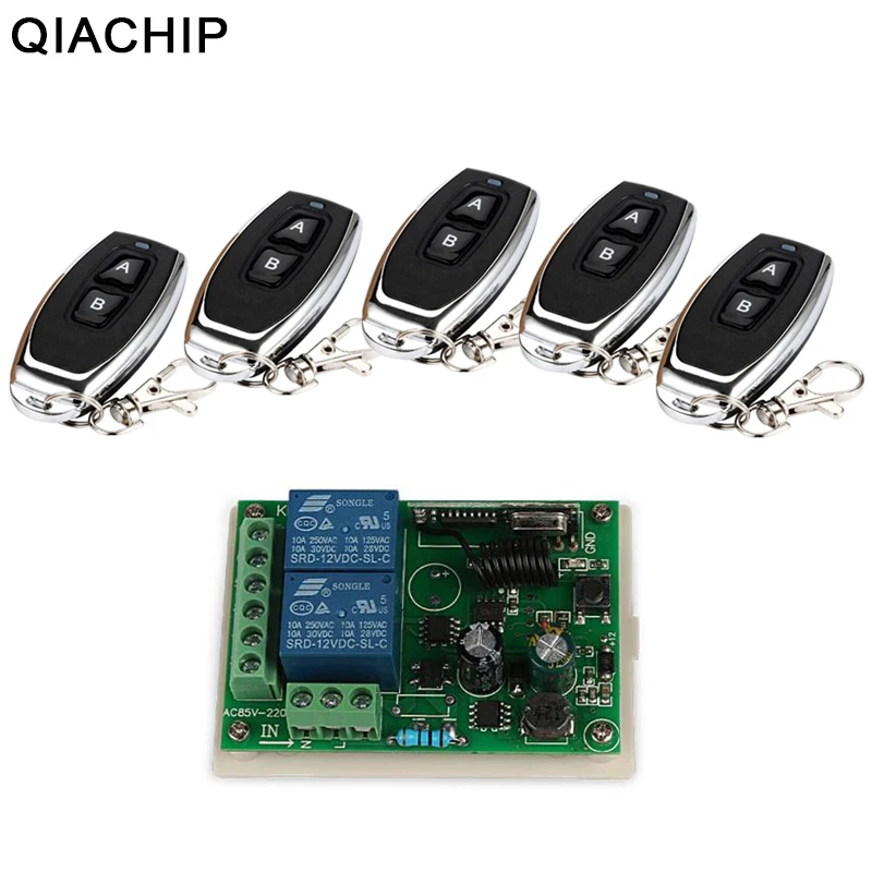 QIACHIP 433Mhz Universal Wireless Remote Control Switch AC 110V 220V 2CH Relay Receiver Module + RF Remote Transmitter Led Light
QIACHIP 433Mhz Universal Wireless Remote Control Switch AC 110V 220V 2CH Relay Receiver Module + RF Remote Transmitter Led Light