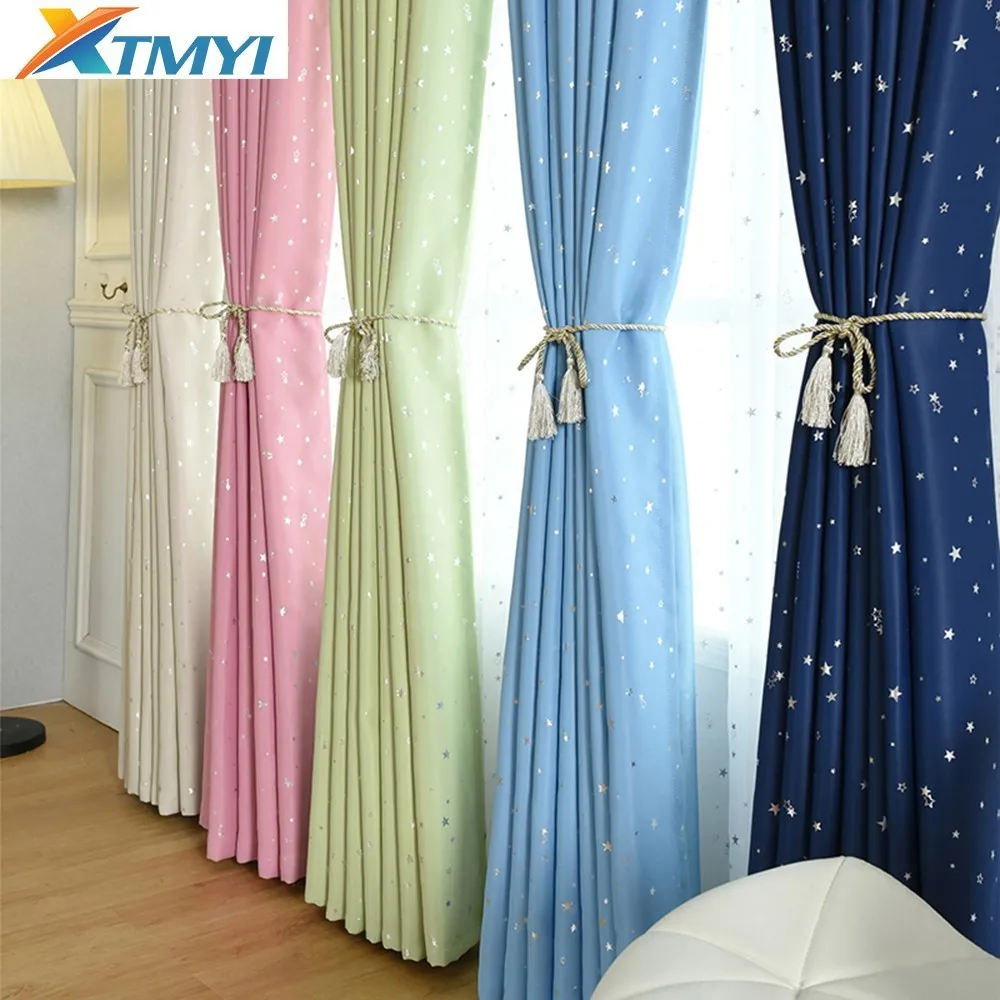 Blue Star Children Curtains Bedroom Living Room Blackout