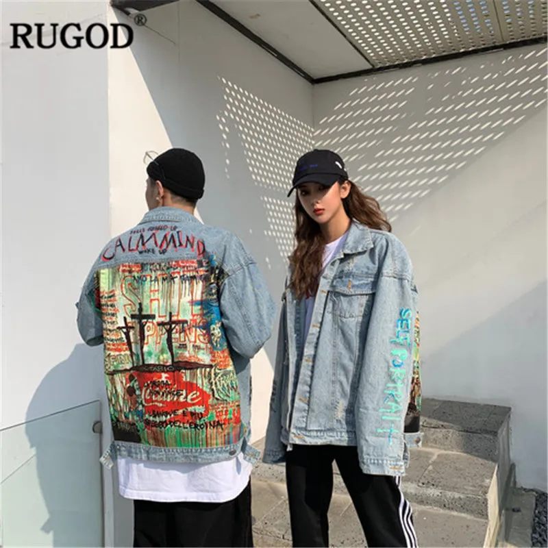 RUGOD Harajuku style fashion women jacket denim jeans long sleeves single-breasted back print modis femme streetwear
RUGOD Harajuku style fashion women jacket denim jeans long sleeves single-breasted back print modis femme streetwear