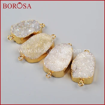 BOROSA 100% Druzy AB Color Connector With Gold Color Edged Sparking Titanium White Opal Fluorite Quartz Geode Connectors G63
BOROSA 100% Druzy AB Color Connector With Gold Color Edged Sparking Titanium White Opal Fluorite Quartz Geode Connectors G63