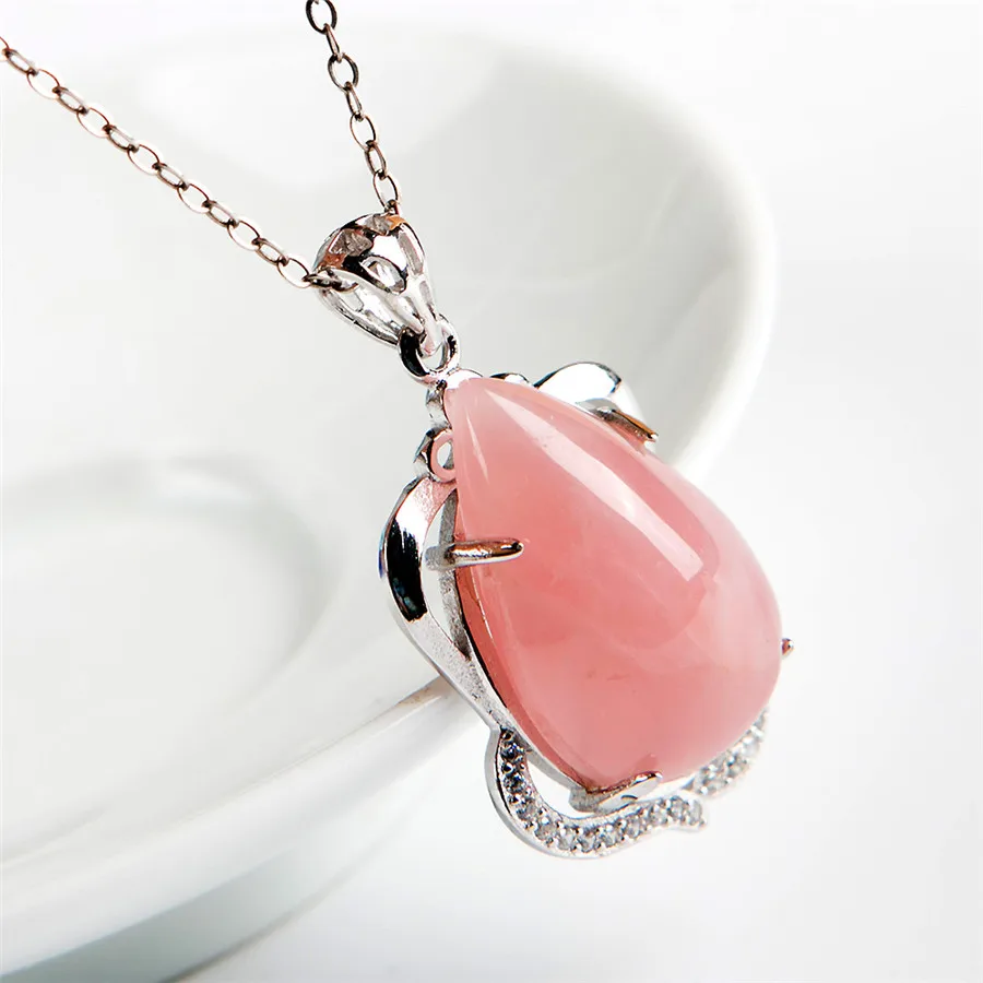 Genuine Natural Rose stone Waterdrop Crystal Bead Women Lady Fashion Stering Sliver Pendant
Genuine Natural Rose stone Waterdrop Crystal Bead Women Lady Fashion Stering Sliver Pendant