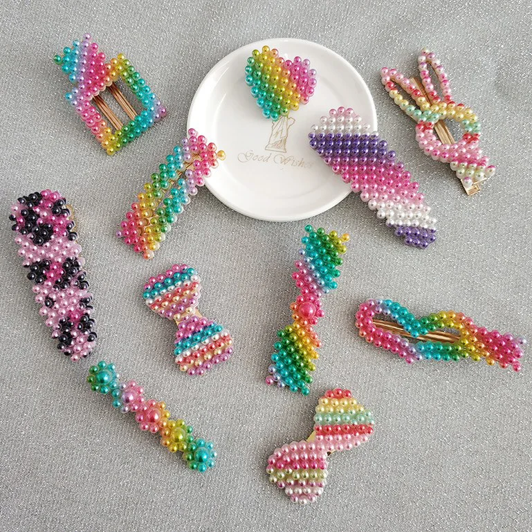 Fashion Pearl Metal Alloy Hair Clips Rainbow Colorful Imitation Pearl Accessories For Women Girls Hairclip Headwear
Fashion Pearl Metal Alloy Hair Clips Rainbow Colorful Imitation Pearl Accessories For Women Girls Hairclip Headwear