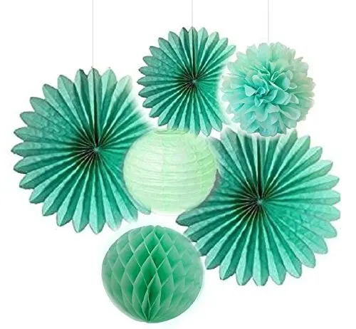 Pack of 6 Mint Green Tissue Paper Pompom Paper Fan Mint Honeycomb Ball and Mint Green Paper Lanterns
Pack of 6 Mint Green Tissue Paper Pompom Paper Fan Mint Honeycomb Ball and Mint Green Paper Lanterns