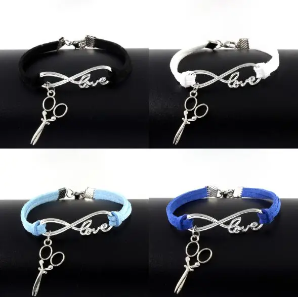 1pc infinity handmade bracelet Vintage Antique Silver rope scissors Charms Infinity Bangles Leather Bracelet 6413-6416
1pc infinity handmade bracelet Vintage Antique Silver rope scissors Charms Infinity Bangles Leather Bracelet 6413-6416