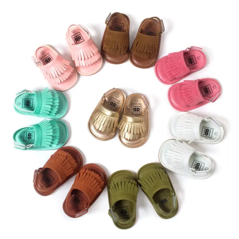 Image Summer Baby First Walkers Soft Bottom Fringe Candy Color Shoes Girls Baby Toddler Slippers Boys Prewalkers
