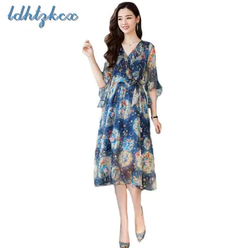 Chiffon Dress Women Pink Blue Plus Size High Waist Dresses 2018 Summer Korean New Print Bow Adjustable Waist A Line Vestido LD82
Chiffon Dress Women Pink Blue Plus Size High Waist Dresses 2018 Summer Korean New Print Bow Adjustable Waist A Line Vestido LD82