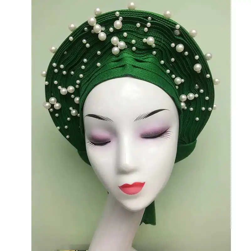 green color thousand beads decoration african lady wedding party asooke Auto gele already tie new arrival
green color thousand beads decoration african lady wedding party asooke Auto gele already tie new arrival