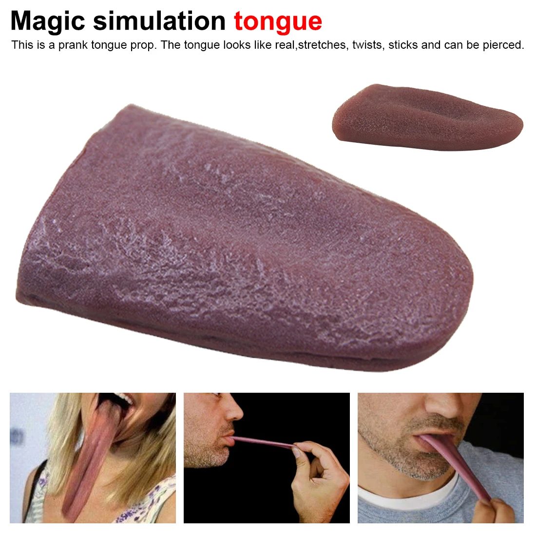 Person false simulation tongue decompression toy Magic prop horror funny magic tricks Halloween prank prop
Person false simulation tongue decompression toy Magic prop horror funny magic tricks Halloween prank prop