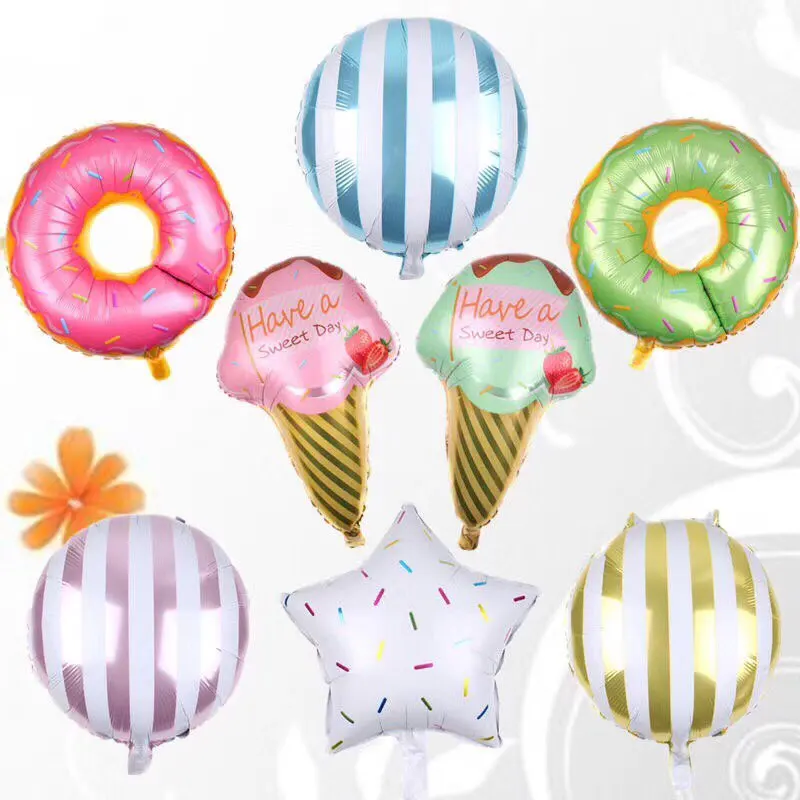 

1 pcs Candy Doughnut Ice Cream Theme Helium Foil Balloons Star Round Balls Baby Birthday Wedding Party Decor Supplies Kids Toy