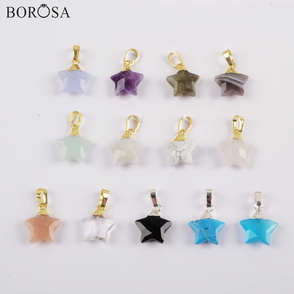 BOROSA 10Pcs Fashion Star Shape 13x13mm Multi-Kind Stones Pendant Beads Gild Mixed Colors for Earring/Necklace Jewelry WX1171
BOROSA 10Pcs Fashion Star Shape 13x13mm Multi-Kind Stones Pendant Beads Gild Mixed Colors for Earring/Necklace Jewelry WX1171