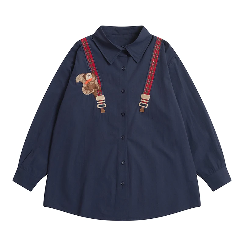 Spring Fashion Design Women's Loose Shirt Top Squirrel Plaid Patch High Quality Women's Cotton Shirt Long Sleeve Lapel For Youth
Spring Fashion Design Women's Loose Shirt Top Squirrel Plaid Patch High Quality Women's Cotton Shirt Long Sleeve Lapel For Youth