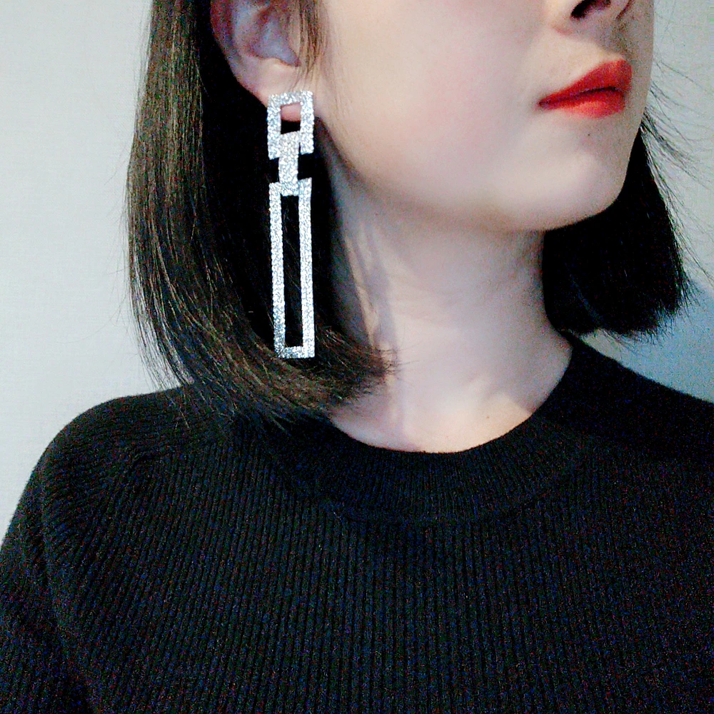 Trendy Elegent Wedding Party Jewelry Luxury Square Crystal Long Earrings Geometric Big Drop Dangle Earrings For Women WX183
Trendy Elegent Wedding Party Jewelry Luxury Square Crystal Long Earrings Geometric Big Drop Dangle Earrings For Women WX183