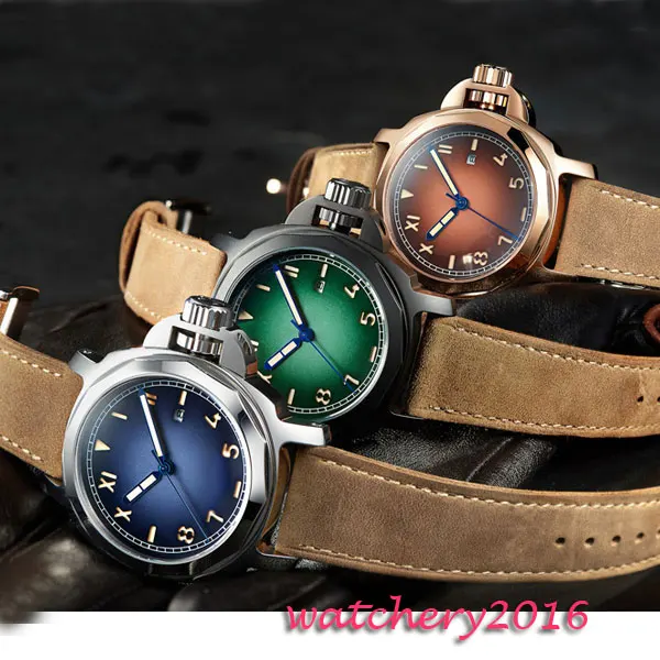 2019 Newest Hot 44mm Parnis Blue Green Brown dial Date SS Case Luminous Sapphire Crystal miyota automatic Mechanical Men's Watch
2019 Newest Hot 44mm Parnis Blue Green Brown dial Date SS Case Luminous Sapphire Crystal miyota automatic Mechanical Men's Watch