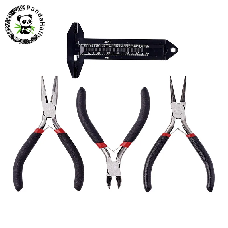 pandahall 4pcs/Set Jewelry Tool Sets with Pliers Vernier Callipers for Jewelry Making Black 110~125x55~75mm
pandahall 4pcs/Set Jewelry Tool Sets with Pliers Vernier Callipers for Jewelry Making Black 110~125x55~75mm