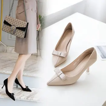Professional work shoes autumn new small fresh pointed stiletto single shoes sweet bow high heels concise elegant womens shoes
Professional work shoes autumn new small fresh pointed stiletto single shoes sweet bow high heels concise elegant womens shoes