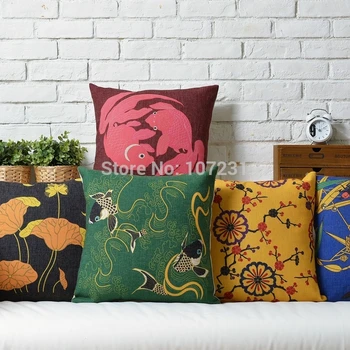 45X45cm Squres Plain Cushion Cover Cotton Linen Printed Car Home Deco carp/goldfish/lotus leaf/plum blossom/scarab 
45X45cm Squres Plain Cushion Cover Cotton Linen Printed Car Home Deco carp/goldfish/lotus leaf/plum blossom/scarab