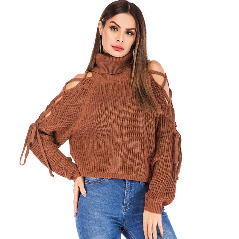 Knitted Sexy Lace Up Cold Shoulder Cowl Neck Crop Sweater for Women Kawaii Ladies Boho Raglan Cropped Knit Bow Pullover Jumper
Knitted Sexy Lace Up Cold Shoulder Cowl Neck Crop Sweater for Women Kawaii Ladies Boho Raglan Cropped Knit Bow Pullover Jumper