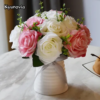 Kyunovia Artificial Silk Rose Ceramics vase With Flower Bouquet Set for Desk Office Home Wedding Flowers Decoration KY65 
Kyunovia Artificial Silk Rose Ceramics vase With Flower Bouquet Set for Desk Office Home Wedding Flowers Decoration KY65