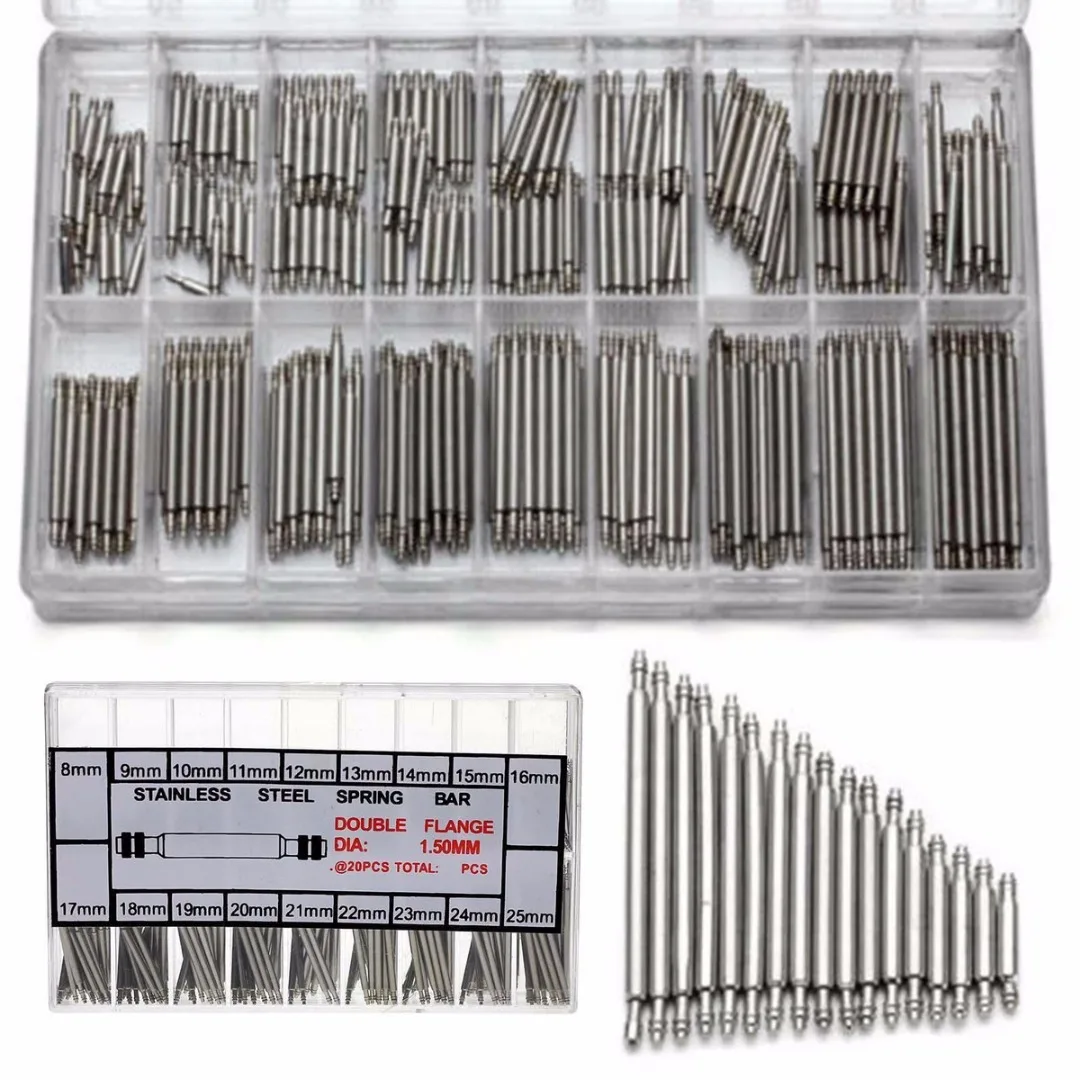 Shellhard 360pcs Watch Band Spring Bars 8-25mm Stainless Steel Watch Spring Bars Tool Strap Link Pins Repair Tools Kits
Shellhard 360pcs Watch Band Spring Bars 8-25mm Stainless Steel Watch Spring Bars Tool Strap Link Pins Repair Tools Kits