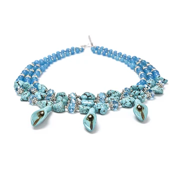 Fashion 3 rows Blue Pearl and handwork Turquoise necklace which Double Eleven best gift.
Fashion 3 rows Blue Pearl and handwork Turquoise necklace which Double Eleven best gift.