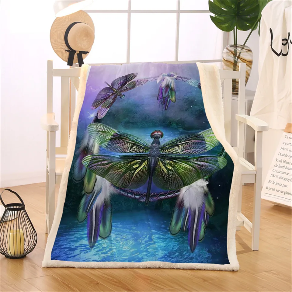 Dragonfly Totem Sherpa Blanket on Bed Dreamcatcher Floral Throw Blanket Vivid Bedspreads Galaxy Thin Quilt Drop Ship
Dragonfly Totem Sherpa Blanket on Bed Dreamcatcher Floral Throw Blanket Vivid Bedspreads Galaxy Thin Quilt Drop Ship