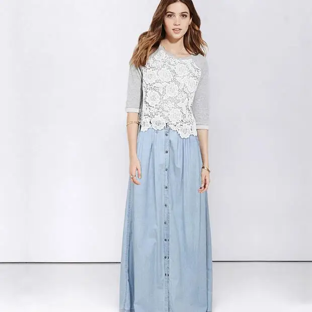 Spring Denim Skirt Women Single-breasted jeans Maxi Skirts Casual Summer Style High Waist Long Skirt Plus Size AH707
Spring Denim Skirt Women Single-breasted jeans Maxi Skirts Casual Summer Style High Waist Long Skirt Plus Size AH707