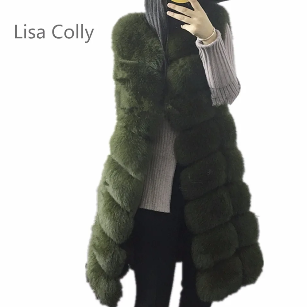 

Lisa Colly Women Import Coat Super Faux Fur Winter Women Luxury Faux Fox Fur Vest Long Fur Vest Furry Slim Woman Fake Fur Vest