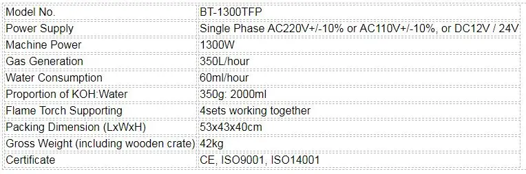 BT-1300FFP specification