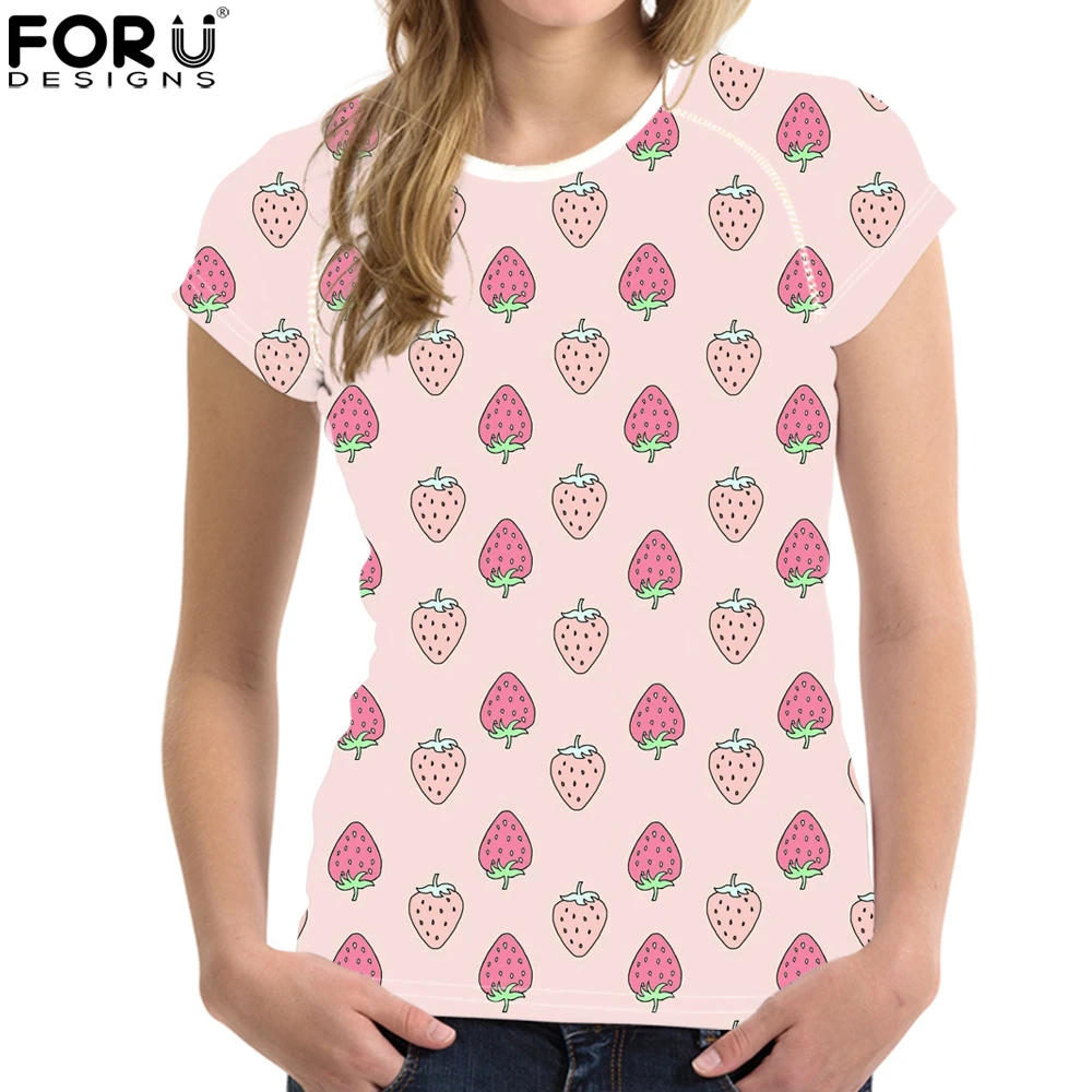 FORUDESIGNS Women Summer Tops Tees Harajuku Fruit Strawberry Print Punk T-shirt Casual Wear Customized Design Girls T Shirts Top
FORUDESIGNS Women Summer Tops Tees Harajuku Fruit Strawberry Print Punk T-shirt Casual Wear Customized Design Girls T Shirts Top