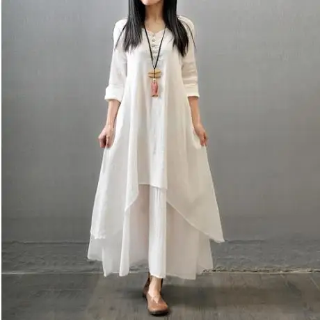 Office Women Dress 2018 Autumn Women Vintage Cotton Linen White Dress Fake Two Piece Oversized Ethnic Slim Femme Boho Dresses J5
Office Women Dress 2018 Autumn Women Vintage Cotton Linen White Dress Fake Two Piece Oversized Ethnic Slim Femme Boho Dresses J5