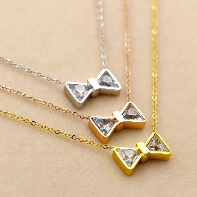 Love Silver Rose Gold Color Jewelry Famous Brand Stainless Steel Crystal Bowknot Pendant Necklace Women Gift
Love Silver Rose Gold Color Jewelry Famous Brand Stainless Steel Crystal Bowknot Pendant Necklace Women Gift