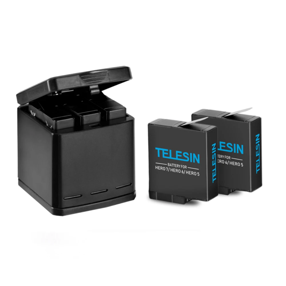 3 стороннее зарядное устройство TELESIN и аккумулятора в комплекте коробка для