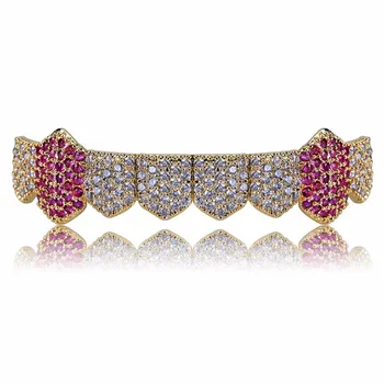 Hip Hop Fang Bottom Teeth Grillz for Men Mixed Color CZ Rhinestone Paved Bling Iced Out Rapper Jewelry Gold Color
Hip Hop Fang Bottom Teeth Grillz for Men Mixed Color CZ Rhinestone Paved Bling Iced Out Rapper Jewelry Gold Color