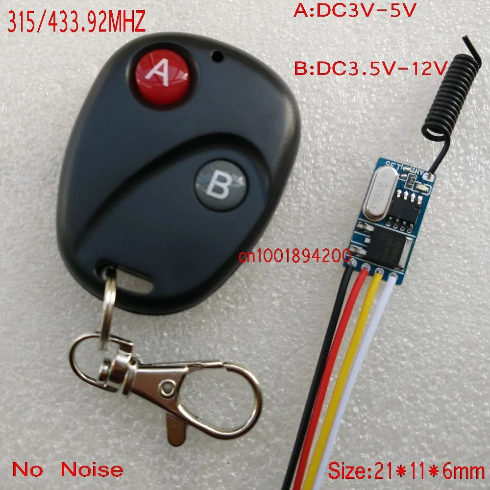 Free shipping 3V 3.3V 3.6V 3.7V 4.2V 5V 6V 9V 12V wireless remote control switch mini size small remote cotrol switch no voice
Free shipping 3V 3.3V 3.6V 3.7V 4.2V 5V 6V 9V 12V wireless remote control switch mini size small remote cotrol switch no voice