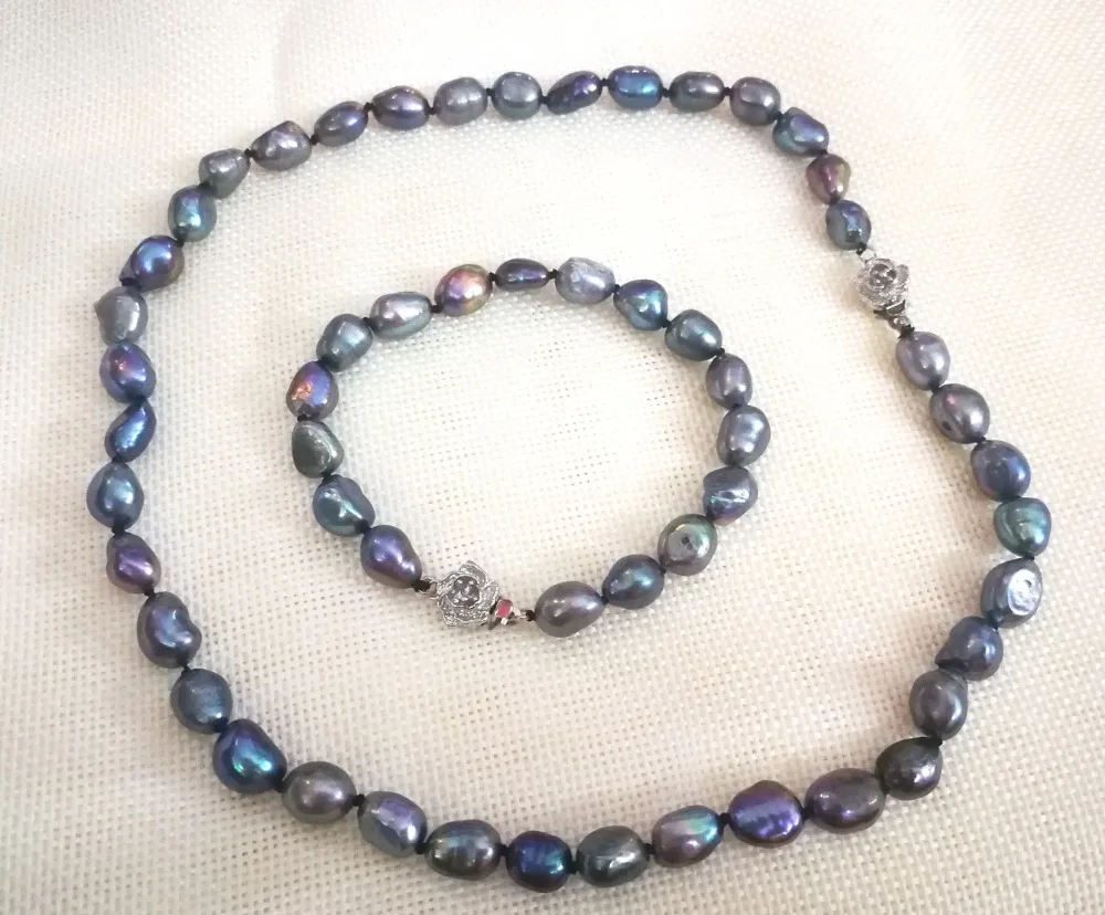 Jewelry set 22'' 55cm necklace 10mm black blue gray green baroque pearl handmade bracelet natural freshwater pearl
Jewelry set 22'' 55cm necklace 10mm black blue gray green baroque pearl handmade bracelet natural freshwater pearl
