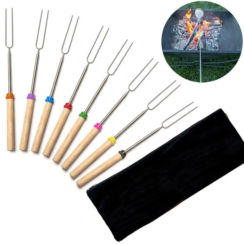 8pcs Stainless Steel Telescopic Color Roasting Sticks with Wooden Handle Marshmallow Sticks Roasting Forks Pouch
8pcs Stainless Steel Telescopic Color Roasting Sticks with Wooden Handle Marshmallow Sticks Roasting Forks Pouch