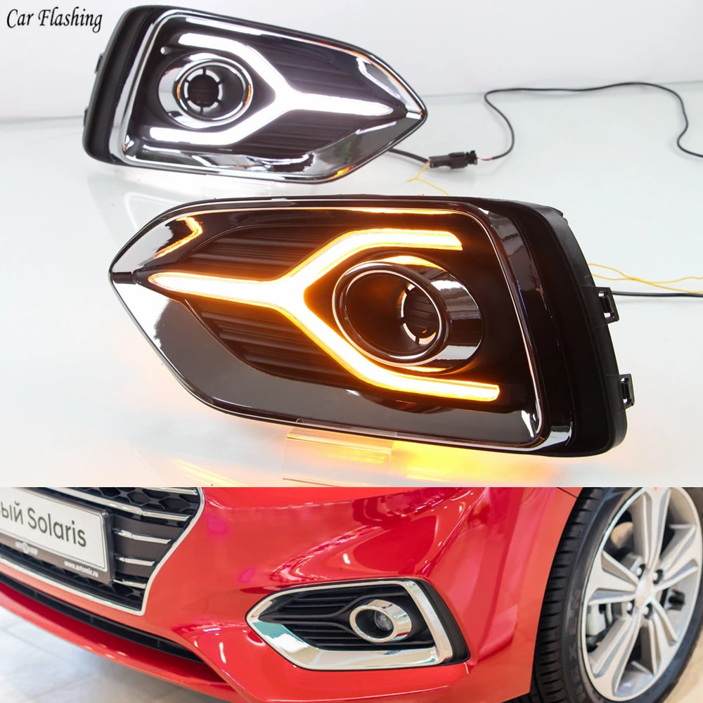 Car flashing 1Pair Yellow Turn Signal 12V Car For Hyundai Accent Solaris 2017 2018 2019 DRL LED Daytime Running Light Fog Lamp
Car flashing 1Pair Yellow Turn Signal 12V Car For Hyundai Accent Solaris 2017 2018 2019 DRL LED Daytime Running Light Fog Lamp