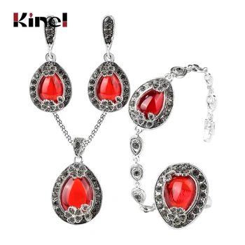 Kinel Fashion Crystal Jewelry Sets For Women Bohemia Silver Color Red Water Drop Resin Vintage Wedding Jewelry Set
Kinel Fashion Crystal Jewelry Sets For Women Bohemia Silver Color Red Water Drop Resin Vintage Wedding Jewelry Set