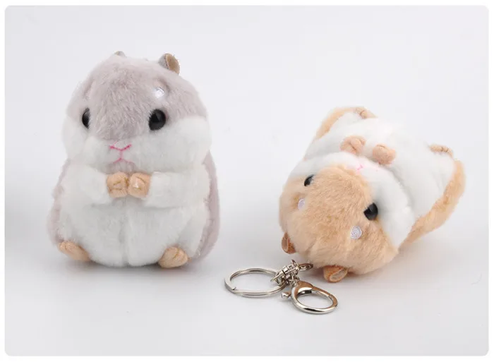 Fashion Cute Cartoon Animal Plush Hamster Toys Key Chain Ring Woman Faux Rabbit Fur Pom Pom Keychain Bauble Plush Mouse Dolls (14)