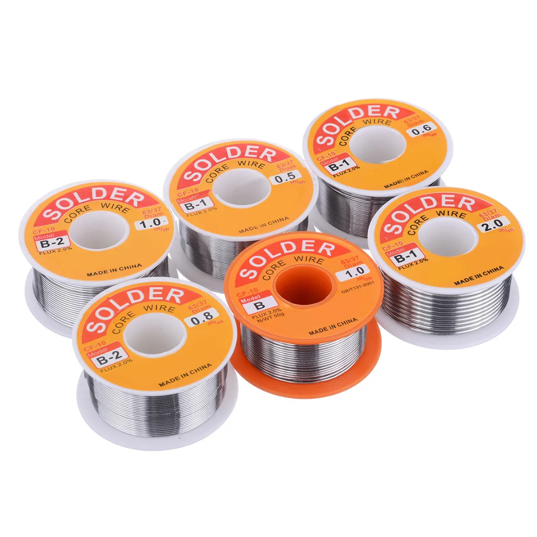 New 0.5/0.6/0.8/1/1.2/1.5/2mm 50/100g FLUX 2.0% 63/37 Rosin Core Welding Tin Lead Solder Iron Wire Reel Soldering Wire Roll