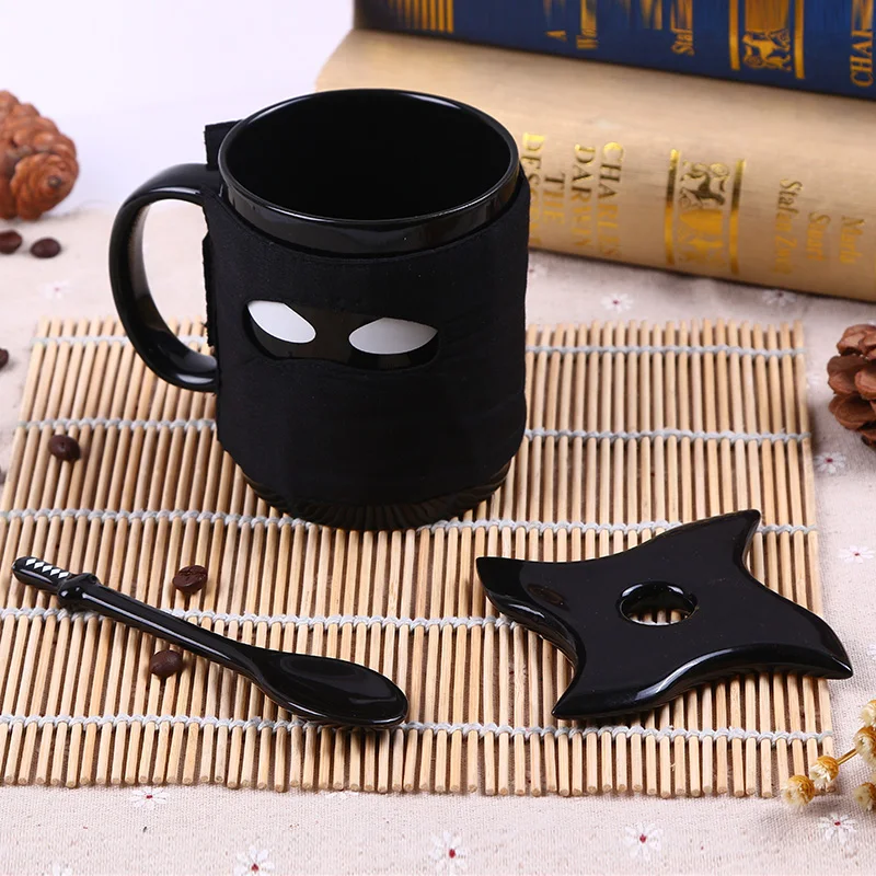 350ml Creative Ninja Ceramic Mug with Mask Sword Spoon Shadow Saucer Personality Tea Coffee Mug Funny Porcelain
350ml Creative Ninja Ceramic Mug with Mask Sword Spoon Shadow Saucer Personality Tea Coffee Mug Funny Porcelain