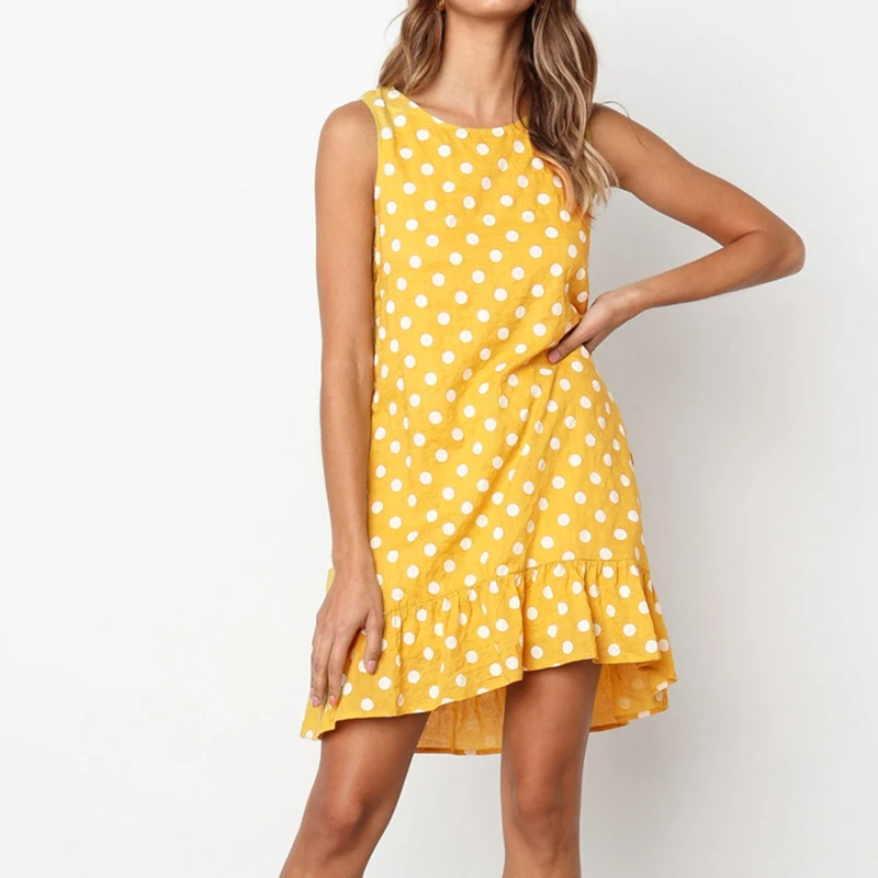 Summer Dress Women Sexy Sleeveless O Neck Mini Dress Vintage Polka Dot Beach Dress Loose Ladies Dresses Vestidos Mujer Plus Size
Summer Dress Women Sexy Sleeveless O Neck Mini Dress Vintage Polka Dot Beach Dress Loose Ladies Dresses Vestidos Mujer Plus Size